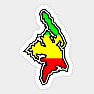 Cortes Island Silhouette in Rastafari Colours - Rasta Flag - Cortes Island Sticker